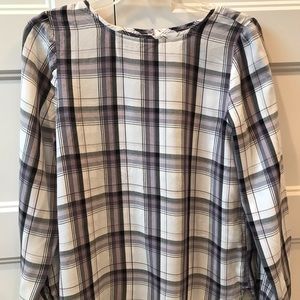 Loft Long Sleeve Plaid Cotton Top
